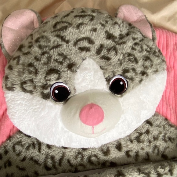 Hugfun Slumber Bag Leopard Kitty Cat Sleeping Bag Child Kids Pink Gray - Picture 2 of 16